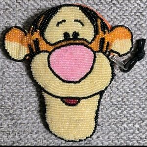 Disney Winnie The Pooh Tigger Zipper Beaded Coin Purse Pouch Wallet Clutch